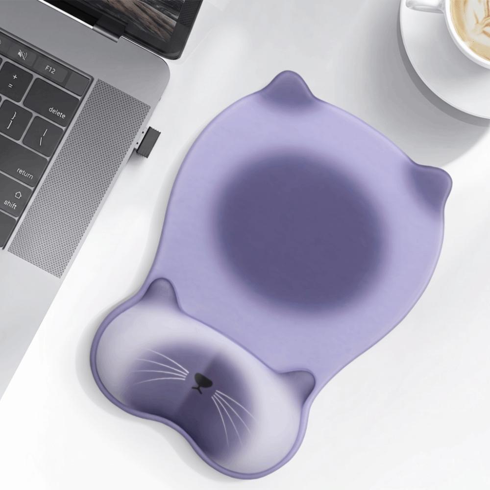 Cartoon Cat Mouse Pad Wrist Rest Non Slip Silicone Mouse Mat Wrist Rest Elegant Ergonomic Cat-shaped Mouse Pad Computer Use
