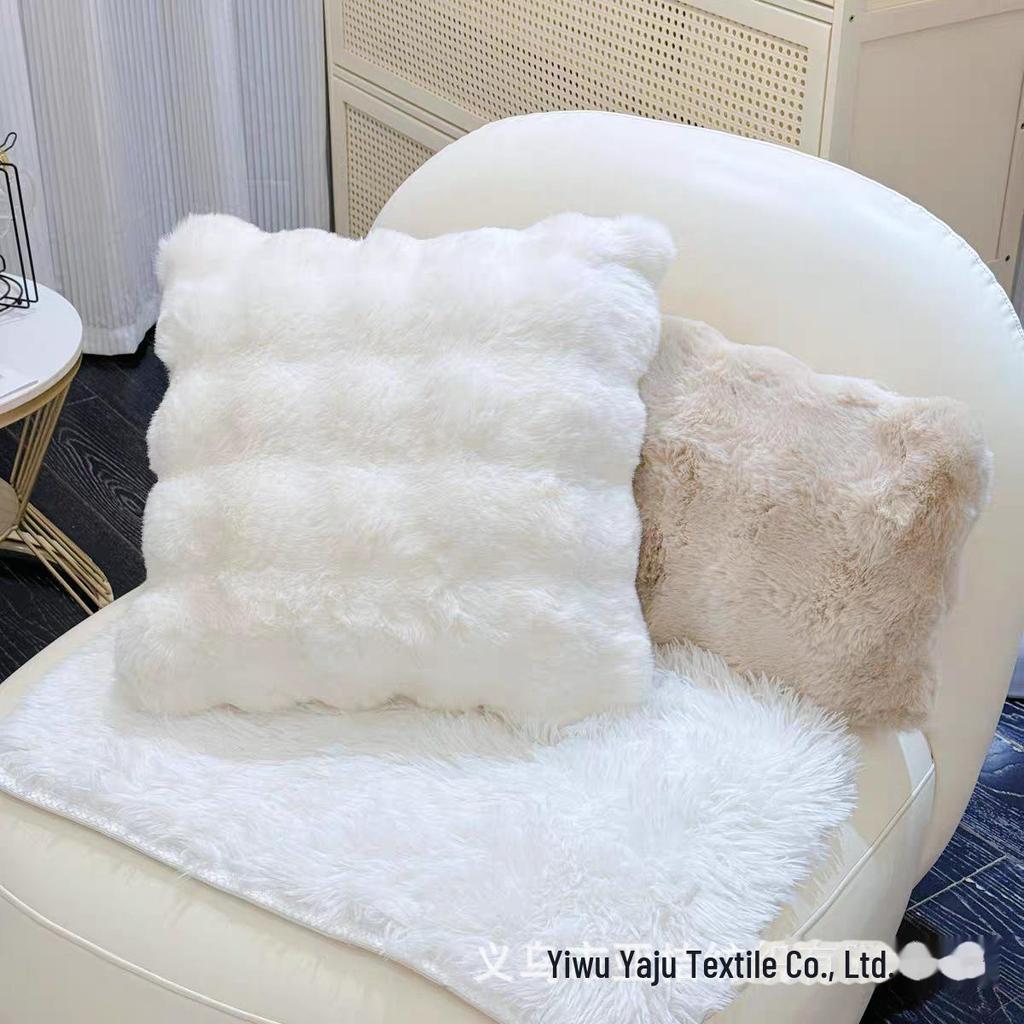 Nordic Style Imitation Rabbit Plush Pillow - Sofa, Balcony, Living Room Cushion Cover