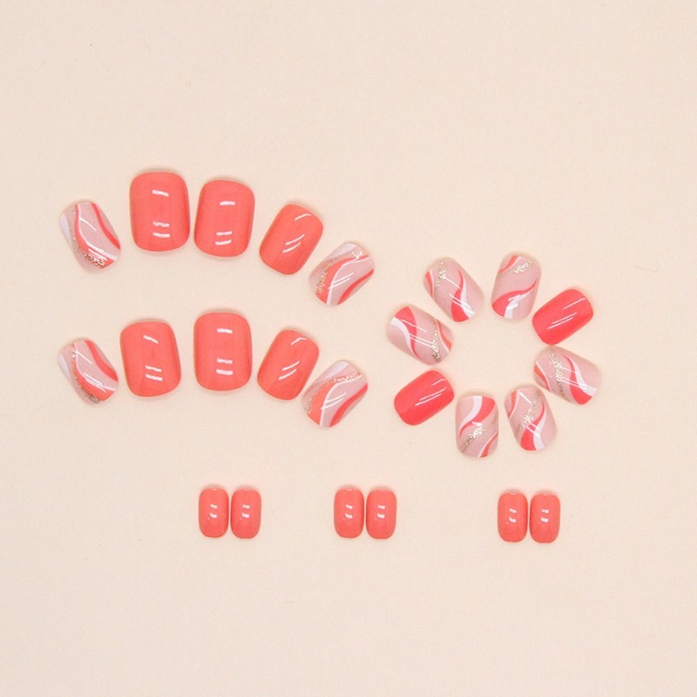 French False Nails Short Round Nail Tips Detachable Fake Nails  for Salon