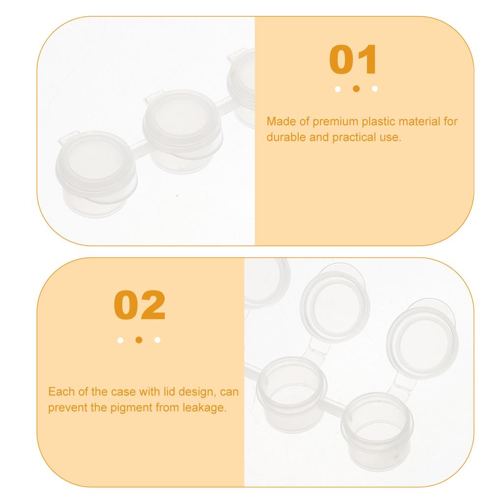 40Pcs Strips Mini Paint Pots Plastic Storage Containers Clear Boxes Leakproof for School Art Painting Supplies