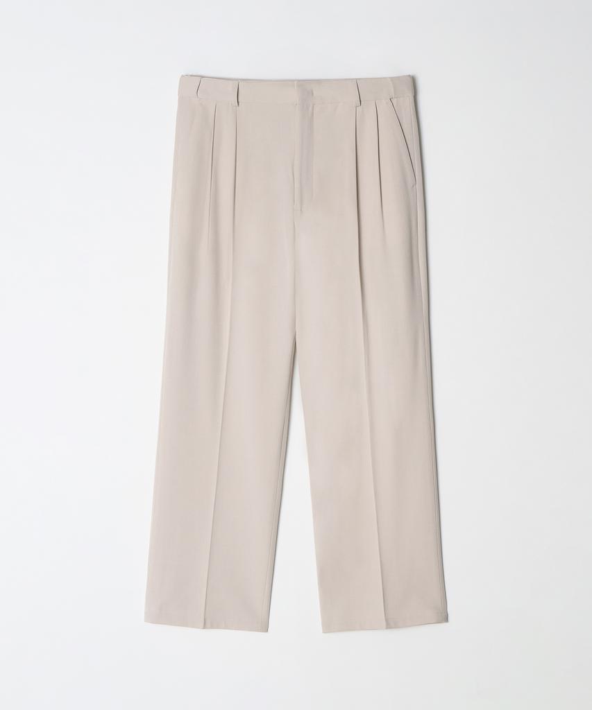 TRADCLUB Hidden Elastic Waist Double-Pleat Wide Slacks (Type A)