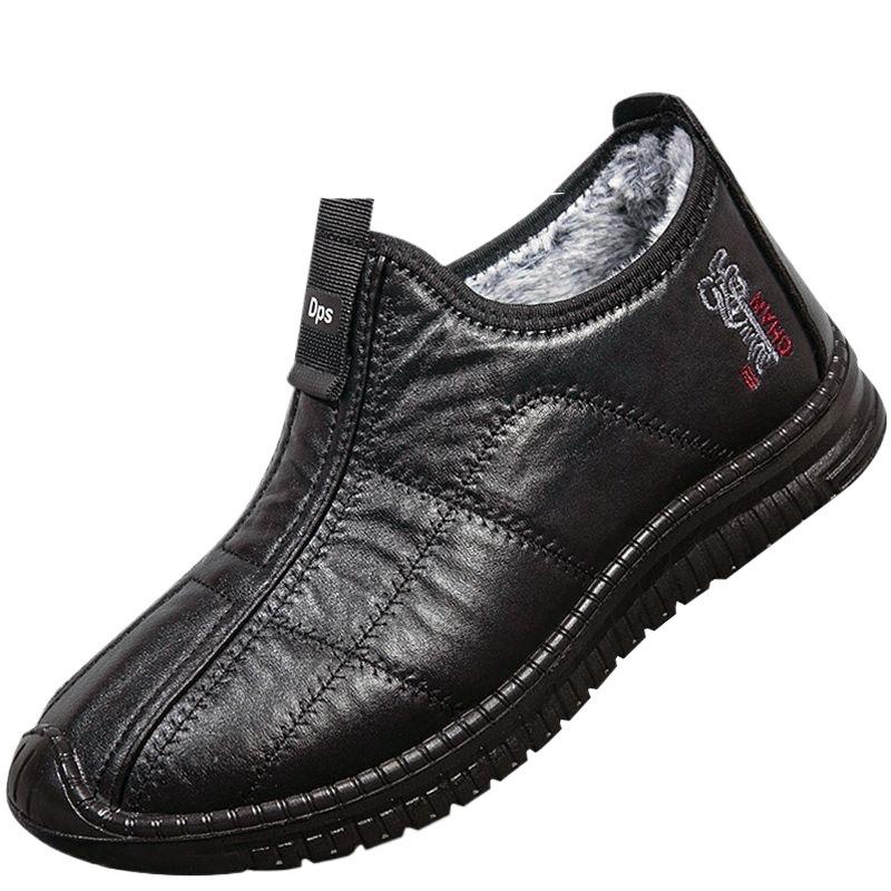 Зимние старые северные тканевые туфли мужские хлопковые туфли теплые и бархатные для среднего и пожилого возраста обувь для отца нескользящие утолщенные для ходьбы пожилые хлопковые ботинки
