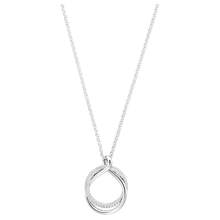 Swarovski Exact Interlocking Double Ring Rhodium Plated Necklace Women necklace 5528922