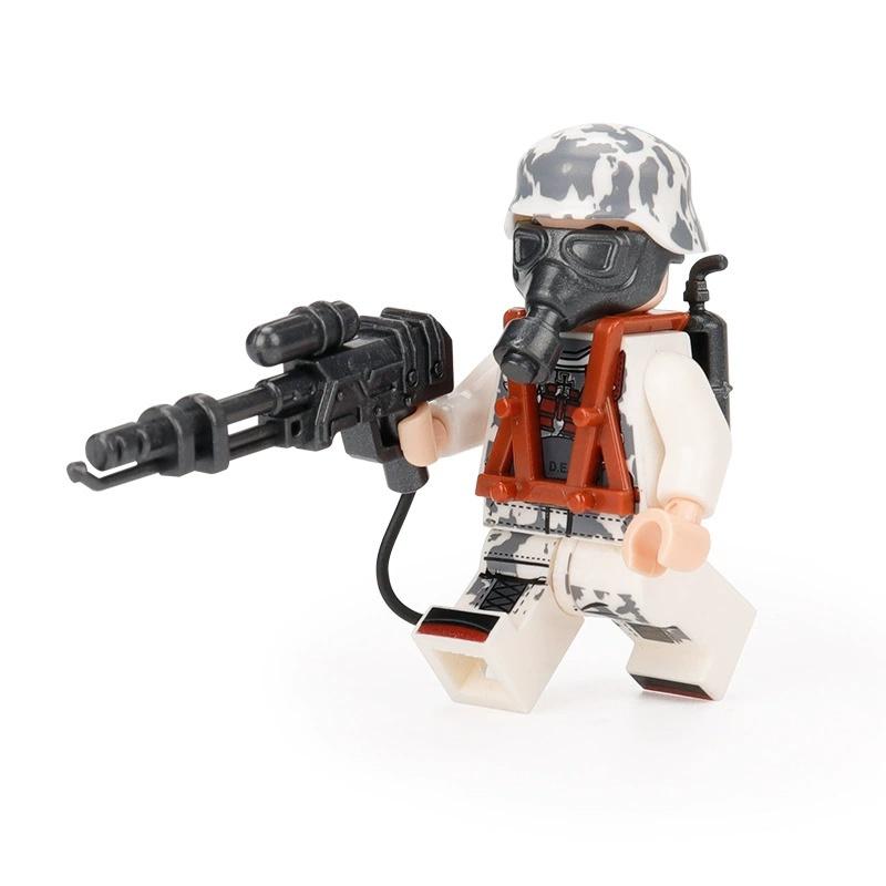 Военные строительные блоки Газовый солдат Огнемет Биохимическая кризисная база Сборка Игрушки для мальчиков