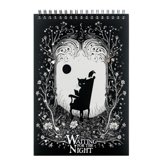 Готический стенографический блокнот для ночи с отрывными листами для темных размышлений, переплет сверху на спирали, стенографический блокнот, переплет в переплете из 50 листов