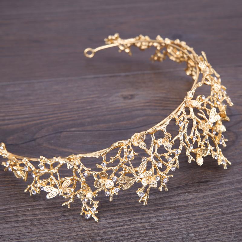 Golden Crown European and American Baroque Crown Wedding Dress Accessories Hair Band Bride's Headwear Crown