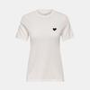 Cloud Dancer T-shirt with Black Heart In Cotton for Women