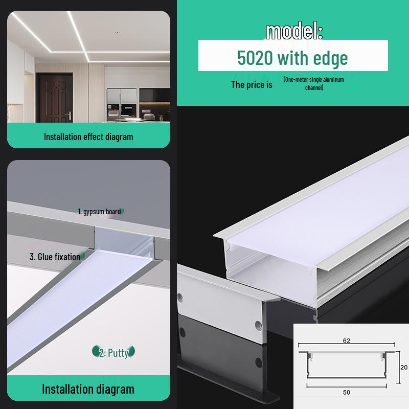 Seamless Linear Recessed LED Light Channel - Aluminum Strip Slot Design