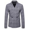 Мужской новый осенний двубортный клетчатый костюм