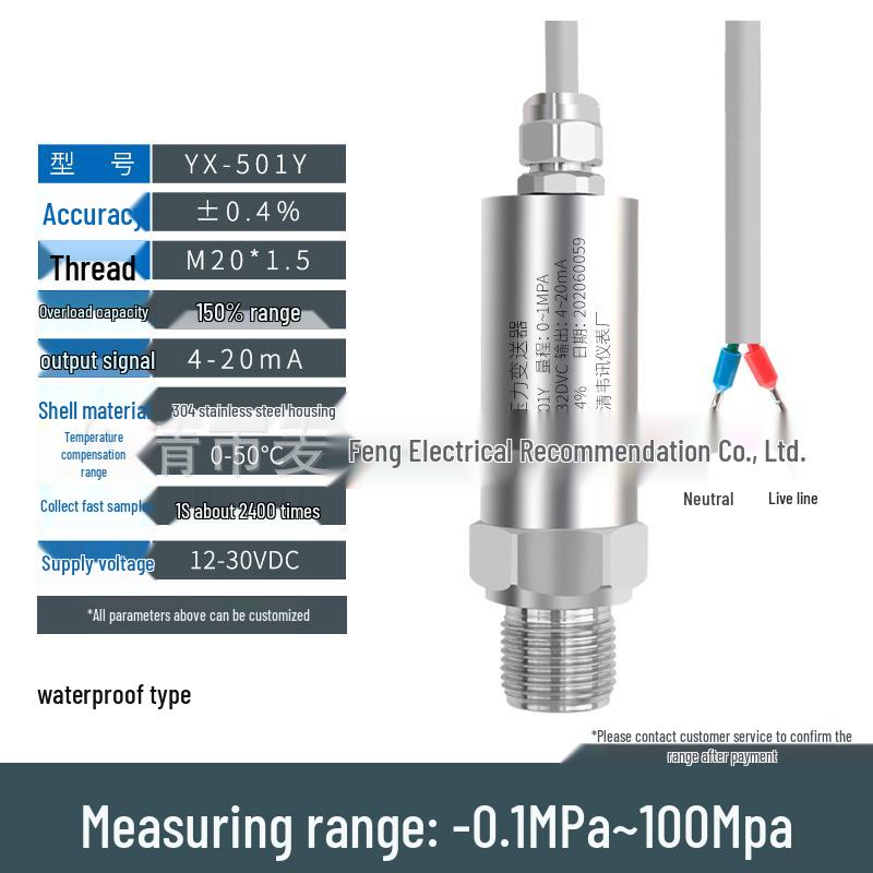 Digital Display Pressure Transmitter: Silicone Sensor for Water, Air, Oil, Hydraulic with 4-20mA, 0-10V, RS485 Output