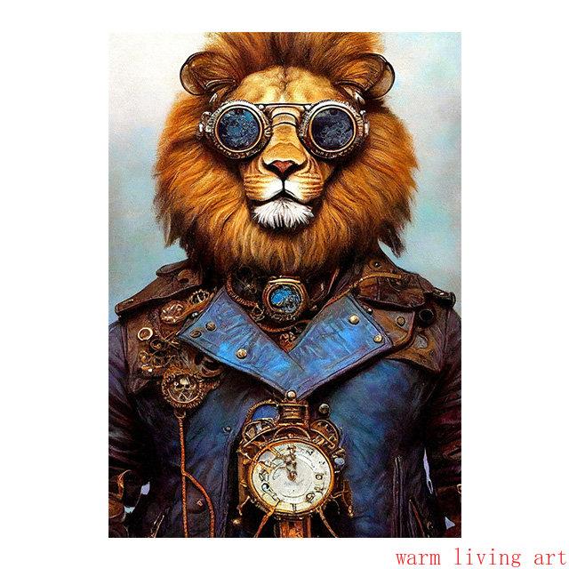 Retro Steampunk Cat Wolf Astronaut Rabbit Poster Art Canvas Painting Funny Animal Tiger Gorilla Poster Living Room Home Decor