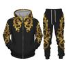 New Set 3D Printing Fashion Personality Creative Mens Zipper Hooded Suits Casual Sweatshirt Sweatpants Two Piece Sets Tracksuits