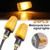 2/4Pcs Universal Motorcycle Turn Signal Amber Blinker Side Sign Warning Lamps Retro Turn Signals Indicator Lights M10 Bolts