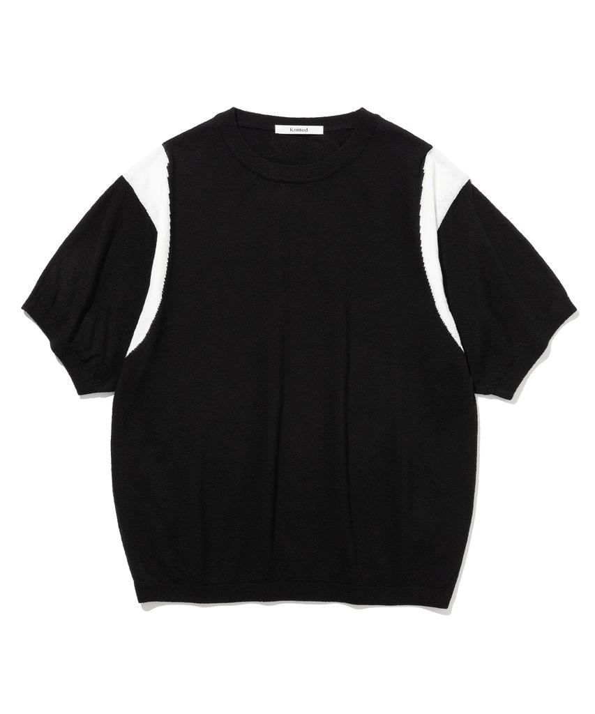 KNITTED Summer Varsity Short Sleeve Knit Tee Black