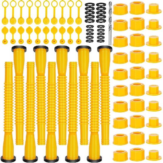 Godboy Gas Can Spout Replacement, Gas Can Nozzle, (5 Kit-Yellow) Flexible Pour Nozzle Suitable For Most 1/2/5/10 Gal Oil Cans, Fuel Can Spout