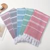 5 шт. Пляжные полотенца из турецкого хлопка, быстросохнущие, легкие, полосатые с бахромой, необходимые для бассейна, плавания и путешествий, синий, зеленый, розовый, красный, серый