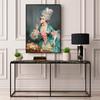 Funny Altered Art Print Elegant Lady with Pink Ice Cream Poster Italian Rococo Vintage Oil Painting Candy Food Canvas Painting