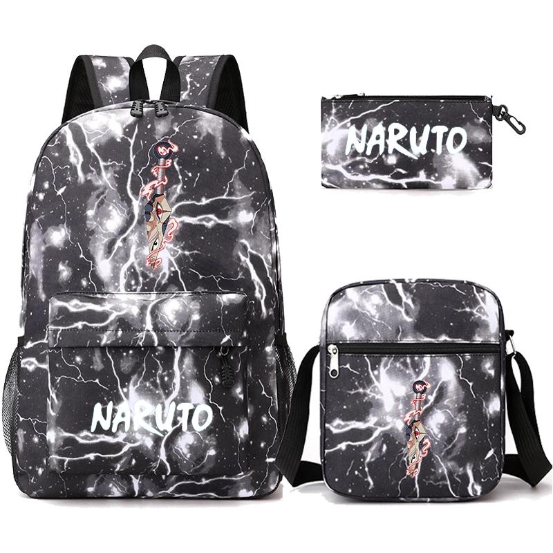3 шт./компл. рюкзак аниме Наруто с сумкой на плечо, пенал для мальчиков и девочек, сумка для книг, рюкзак для мужчин и женщин, дорожная сумка для отдыха, рюкзак