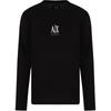 Мужская футболка с длинным рукавом и круглым вырезом, вышивка логотипа, черная XM000364-AF12308-UC001
