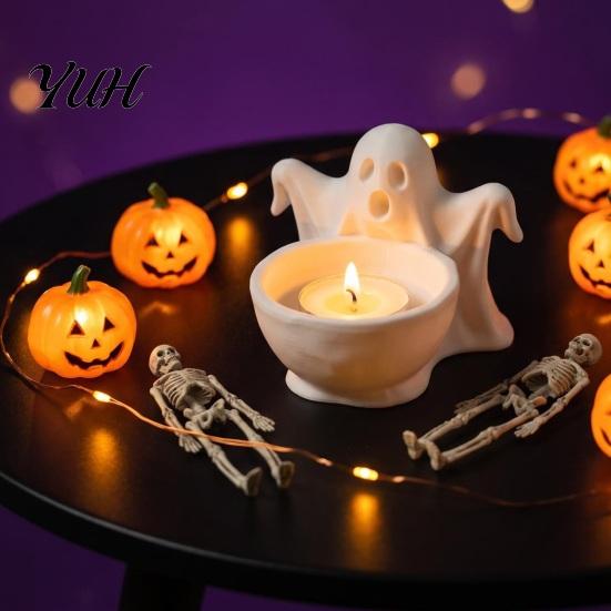 Ghost Theme Room Accents 3D Printed Storage Ornament, Cute Candy Bowl, Halloween Desktop Decorative Figurine Jewelry Holder, Creative Desk Organizer