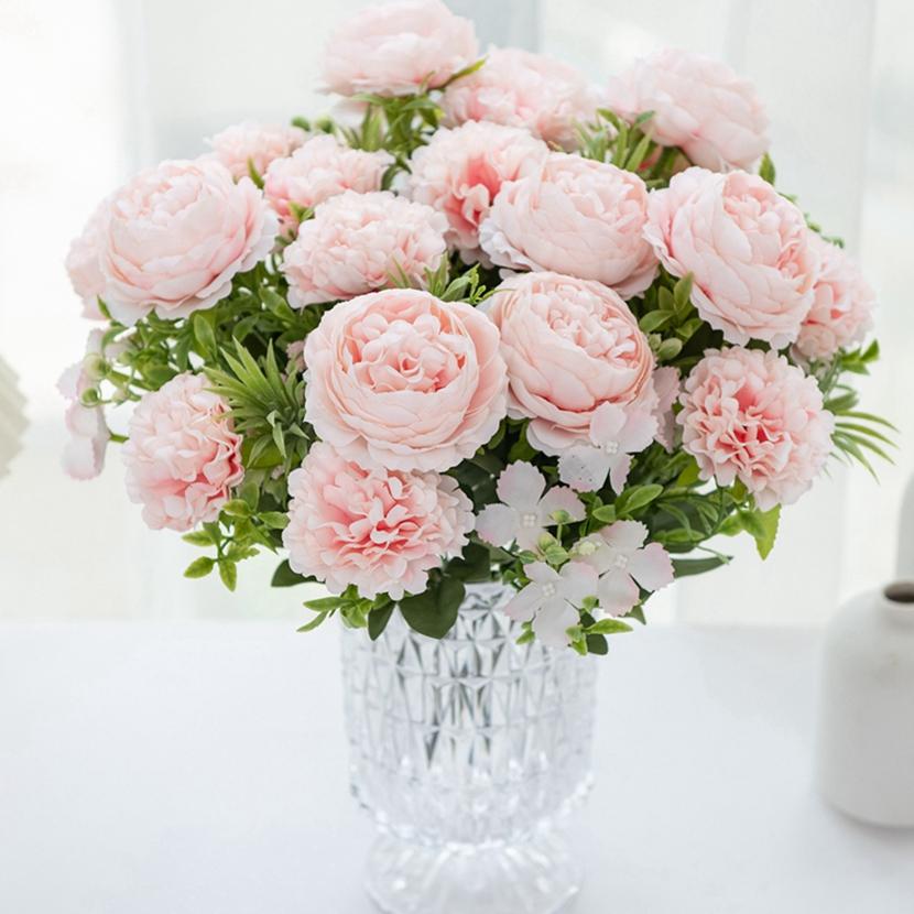 1/2PCSArtificial Flowers 5 Forks Bulbous Chrysanthemum Festival Wreath Home Room Yard Bonsai Wedding Brial Bouquet Wreath Decora