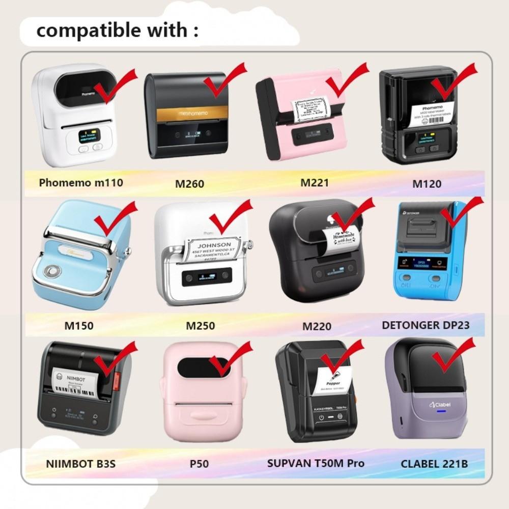 140pcs Tear-resistant Square Label Sticker Waterproof Printer Paper Portable Thermal Label Roll