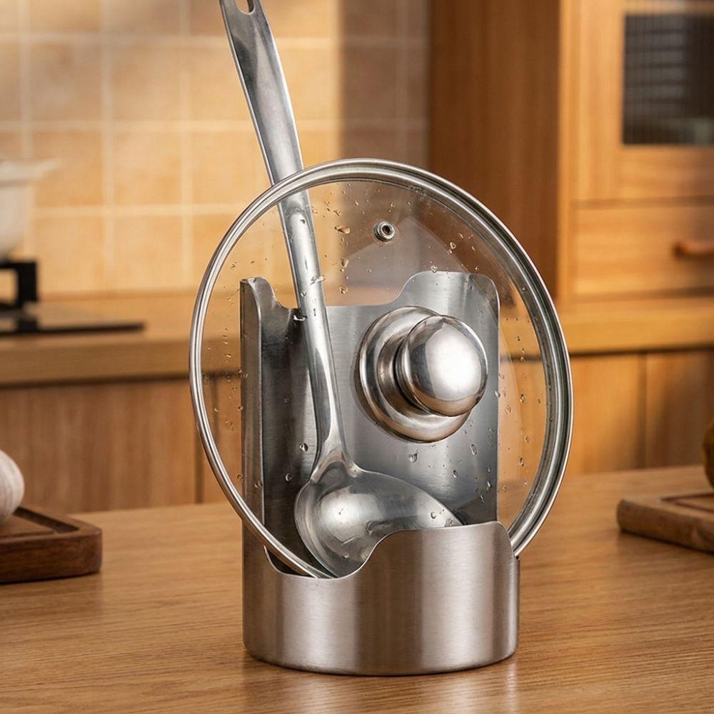 Stable Spoon Holder Tray Stainless Steel Spatula Holder Pot Lid Storage Rack Dinning Table
