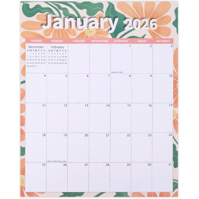 2026 Magnetic Calendar for Refrigerator, 14.41x1.42in Large Tear-Off January to December Calendar with Strong Magnetic Backing for Family Planning