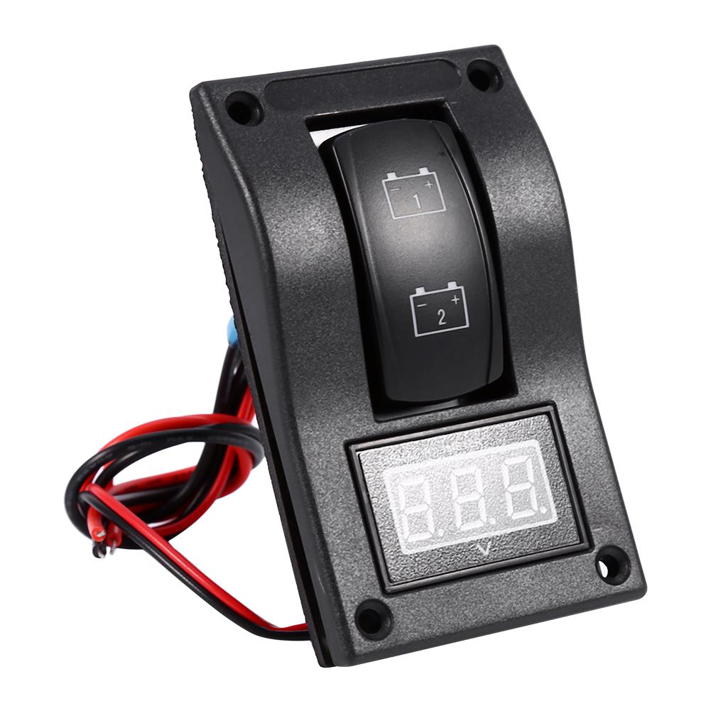 12V DC Marine Boat Voltmeter LED Dual Battery Test Panel Rocker Switch On OFF on