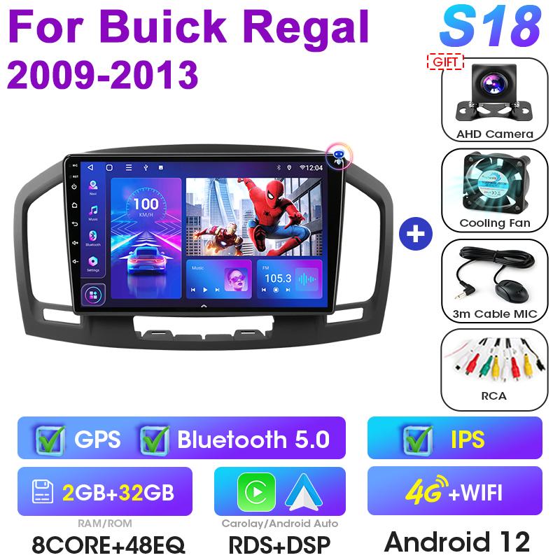 2 Din Android 12 автомобильный радиоприемник для Buick Regal для Opel Insignia 2009 - 2013 мультимедийный видеоплеер GPS 4G Carplay Auto Stereo DVD