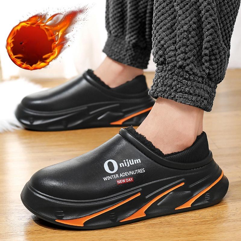 Зимние мужские теплые тапочки Хлопковые тапочки На каблуке Уличные Домашние Теплая обувь Мужские Домашние Тапочки Плюшевые Теплые Тапочки 38-45