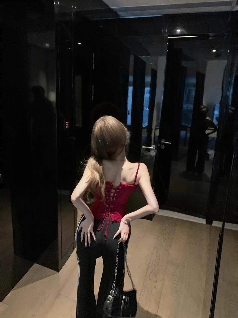 Red Fishbone Strapless Slimming Camisole - Women's Summer Style