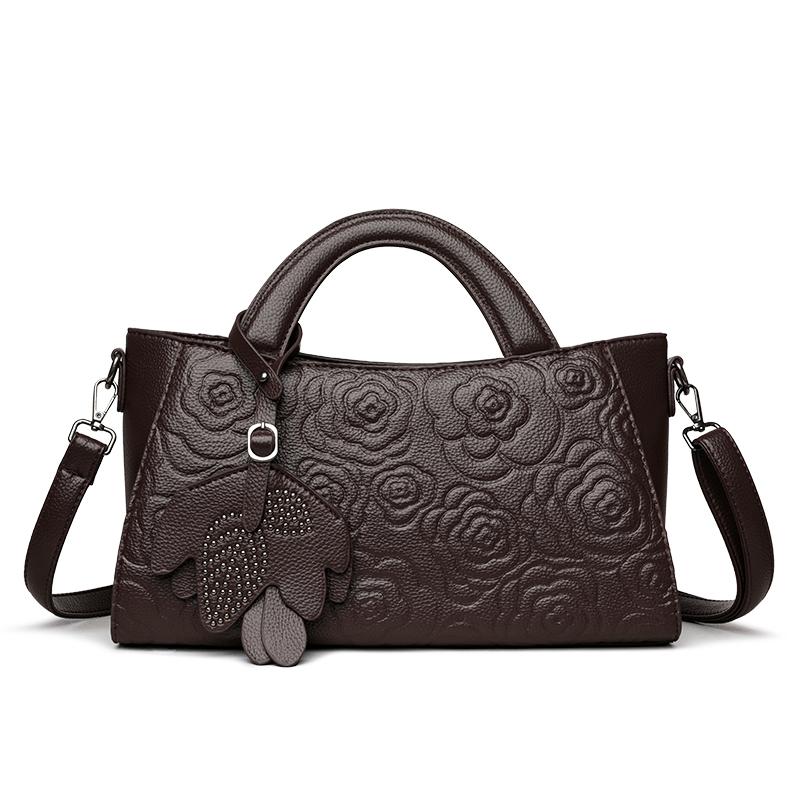 Элегантная сумка-тоут из искусственной кожи с тисненым цветочным узором и регулируемым плечевым ремнем