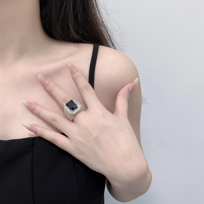 Хип-хоп стиль цирконовое кольцо, роскошное личностное изумрудное мужское и женское кольцо ювелирные изделия партия