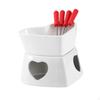 -Fire Kettle Bowl Warmer DIY Craft Ornament with 4 Forks Butter Mini Fondue Pot for Valentine's Day