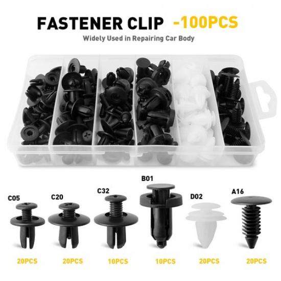 Parts Car Body Plastic Bumper Fender Tool Trim Retainer Clips Fastener Kit 100Pc