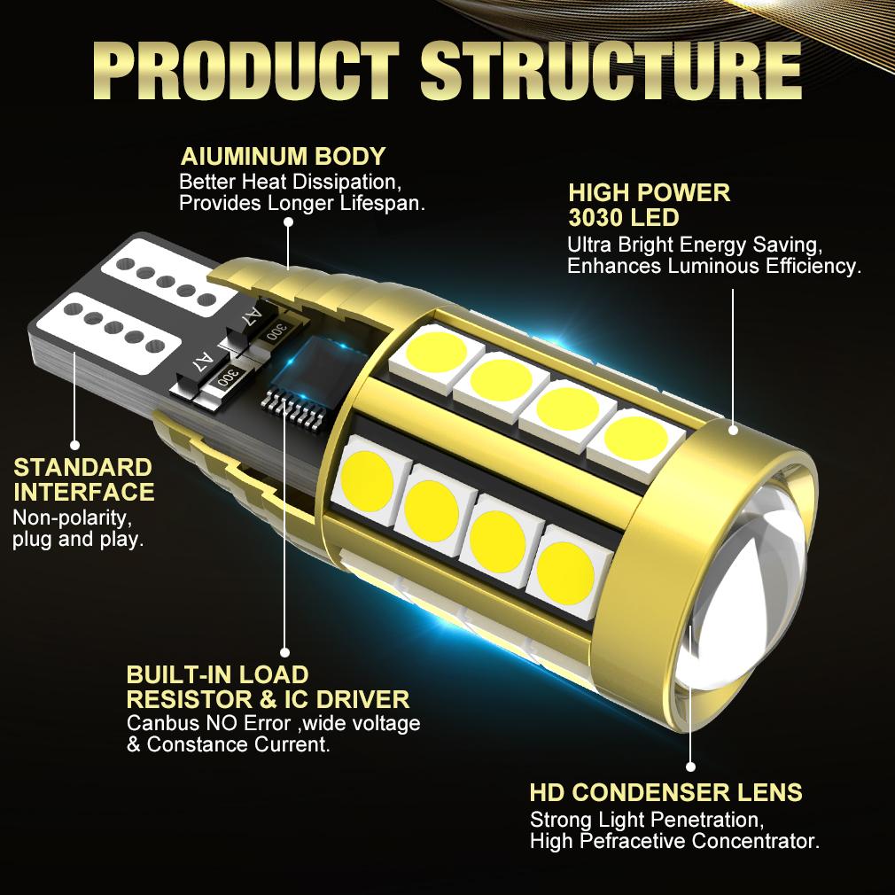 2 шт. T15 W16W светодиодные лампы Canbus автомобильные фары 2000LM 28SMD 3030 чипы 9012 921 с объективом без ошибок задний резервный фонарь заднего хода авто лампа 6000K белый 12 В