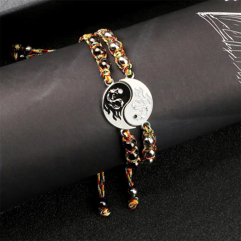 Tai Chi Yin Yang Dragon Magnetic Hand-woven Couple Bracelet
