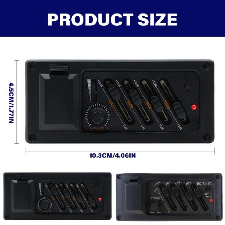 Guitar Preamp Amplifier Tuner Preamp Piezo Pickup Guitar Accessory 4 Band Equalizer Piezo Pickup Tuner Piezo Pickup