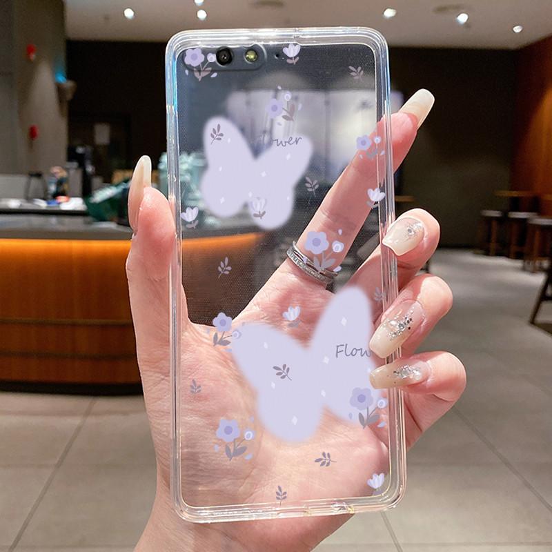 Phone Case For Huawei Y6 2018 Fundas Capa Butterfly Bow Protective Casing Transparent Soft Silicone TPU Cover Coque