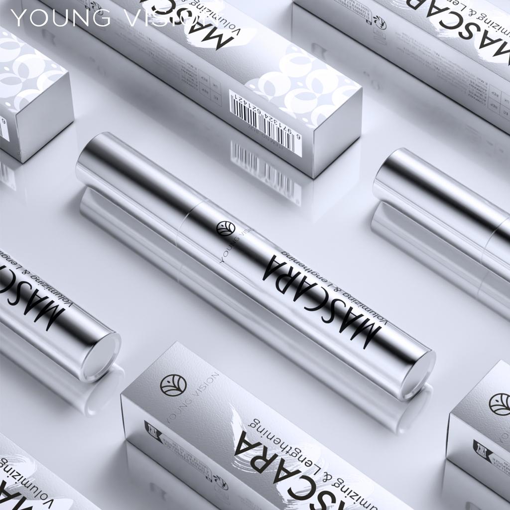 YOUNG VISION 1-компонентная тушь для ресниц Black Silver Tube, водостойкая, подкручивающая, с эффектом объема, тушь Silver Tube Black Brushed Fiber
