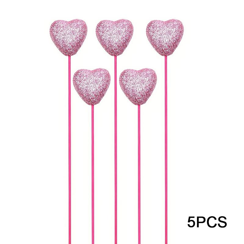 5/10pcs Glitter Picks Stick Table Decorations Supplies Heart Artificial Plants Wedding Flower Bouquet