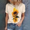 Белая женская летняя футболка с принтом подсолнухов, повседневная, крутая, многофункциональная, с коротким рукавом