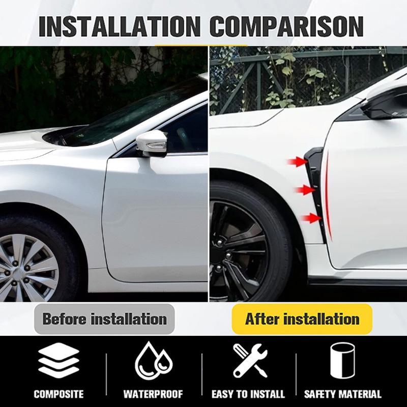 Car Side Fender Vent Sticker Pair Universal Fit ABS Plastic Decorative Wing Trim Black Finish Easy Install Exterior Accessories