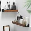 No Punch Wooden Bath Storage Rack Moisture Proof Wall-Mounted Toilet Organizer Cosmetic