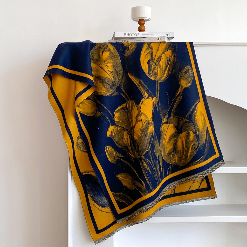 Luxury Design Winter Two-Sided Cashmere Jacquard Scarves High Quality Women Thicken Wrap Shawl Ladies  Pashmina Scarf
