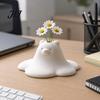 Small Flower Vase for Table 3D Printed Cute Polar Bear Figurine, Adorable White Desk Unique Gift Her Ornament Living Room Bedroom, Mini Arrangement