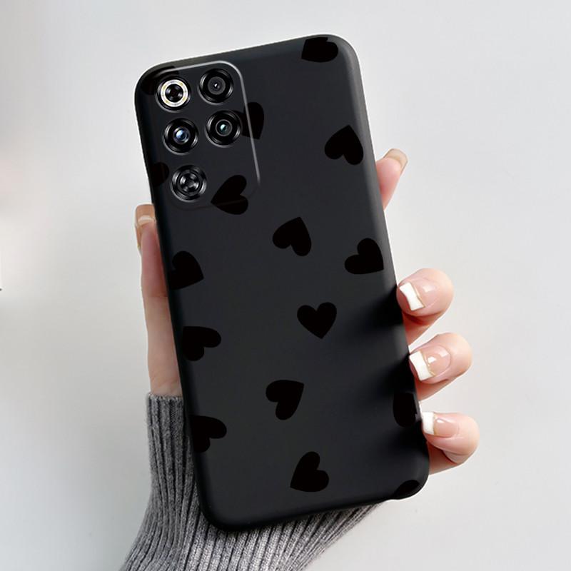 Чехол для ZTE Nubia Red Magic 11 Pro Милый Кролик с Сердечками Смешной Черный Матовый Мягкий Силиконовый Чехол для Телефона RedMagic 11 Pro + Плюс