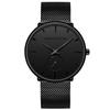 Hannah Martin Men's Black Ultra-Thin Waterproof Dress Watch with Stainless Steel Band (Black)