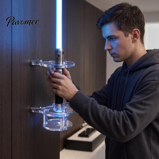 Wall Mounted Hanger 2PCS Vertical Light Swords Mount Racks, Transparent Acrylic Display Storage Bracket Stand, Space Saving for Living Room And Office